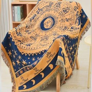 Astrology Themed Blue and Orange Blanket